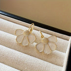 Four-Petal Flower Enamel Drop Earrings