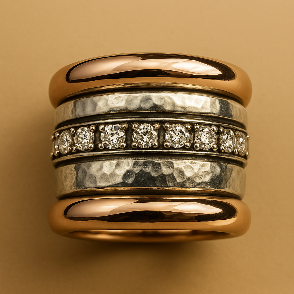 Vintage-Style Layered Thick Gold-Tone Ring