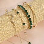Armbandenset met groene edelsteenlook