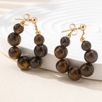 Boho Stone Bead Gold-Plated Hoop Earrings
