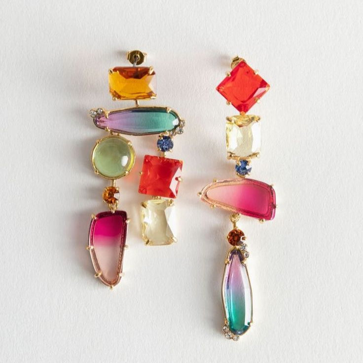 Vintage-Style Colourful Cocktail Dangle Earrings