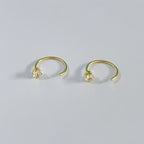 C-Shaped Inlaid Zirconia Minimalist Earrings