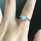 Moonstone Ring in Silver and Blue