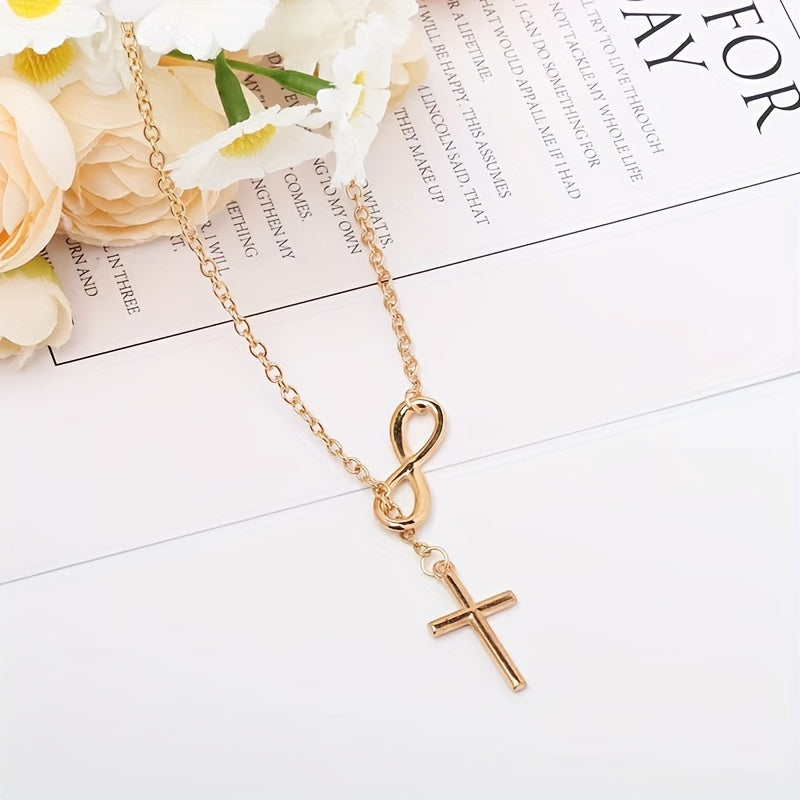 Simple Infinity Cross Short Necklace