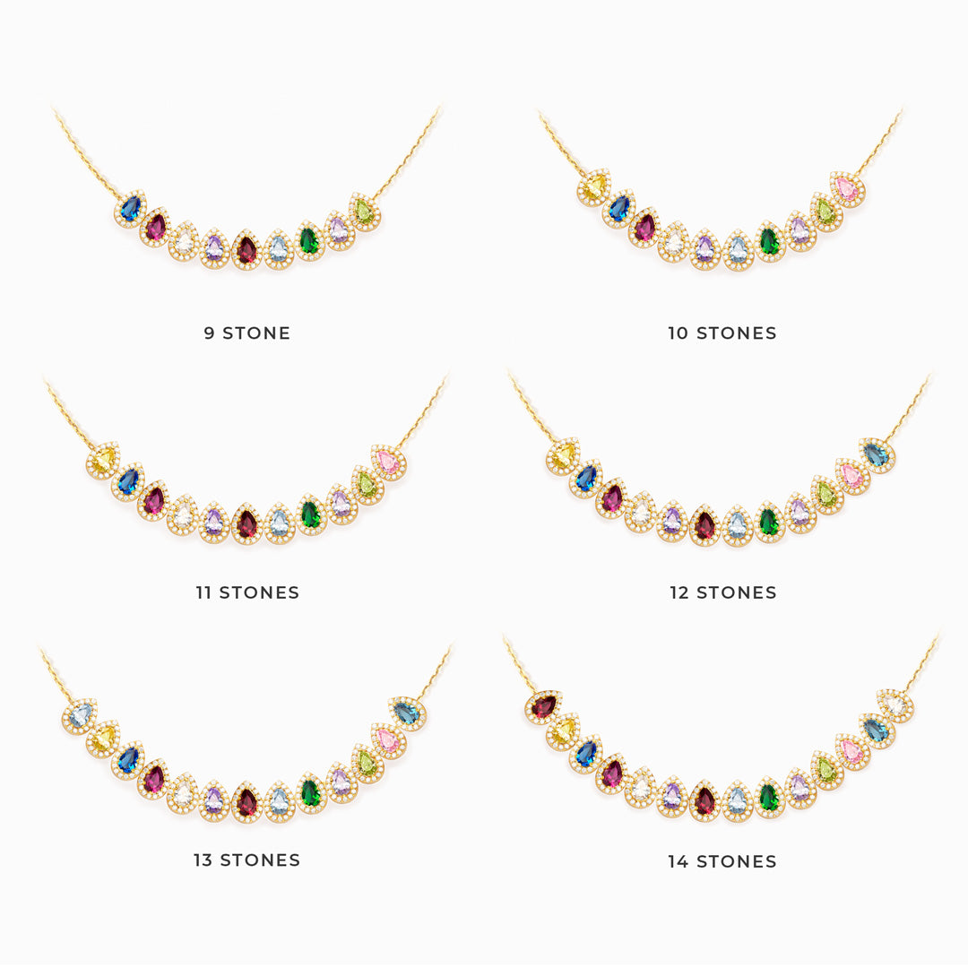 Druppelketting met geboortestenen van het gezin