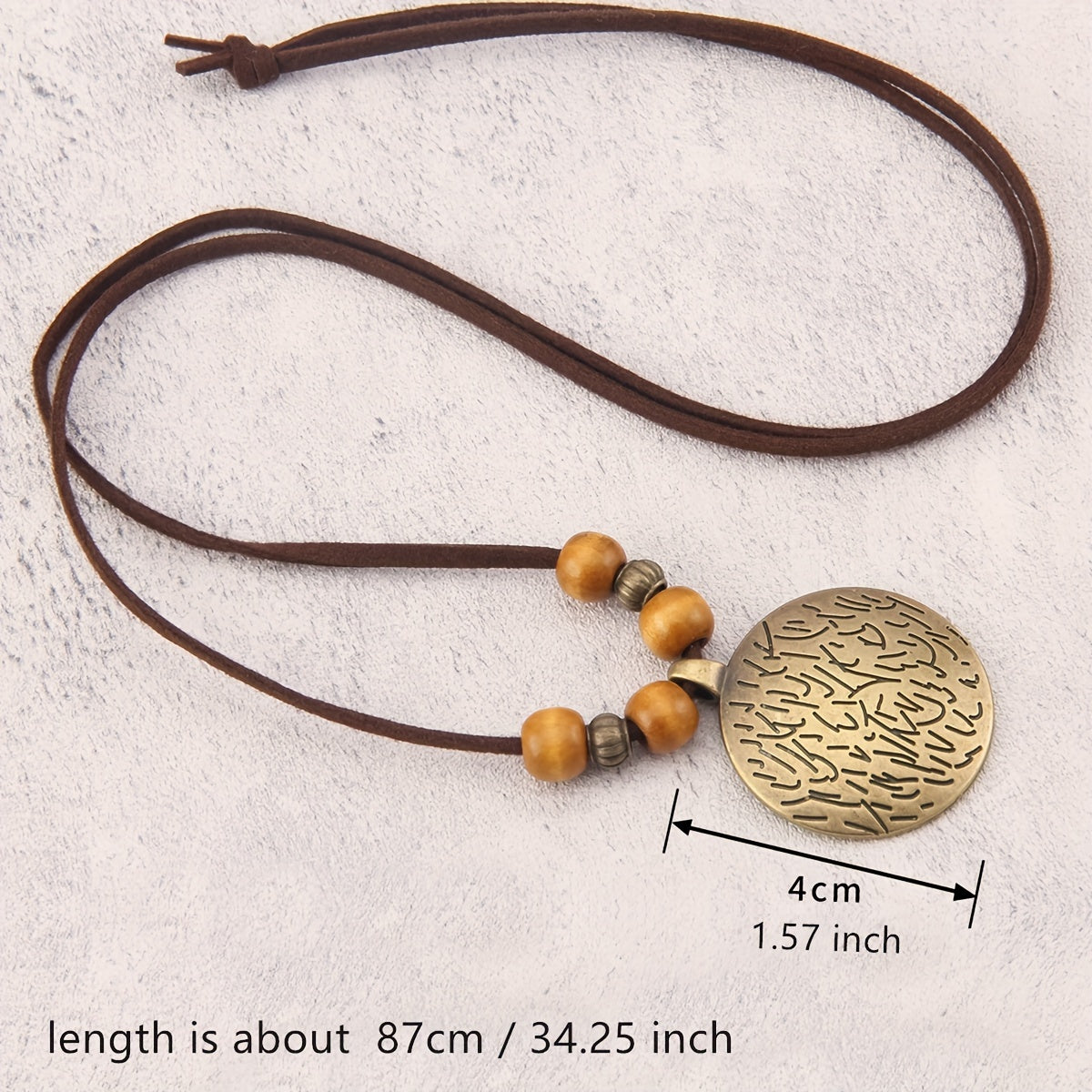 Vintage Zodiac Wooden Bead Pendant Necklace