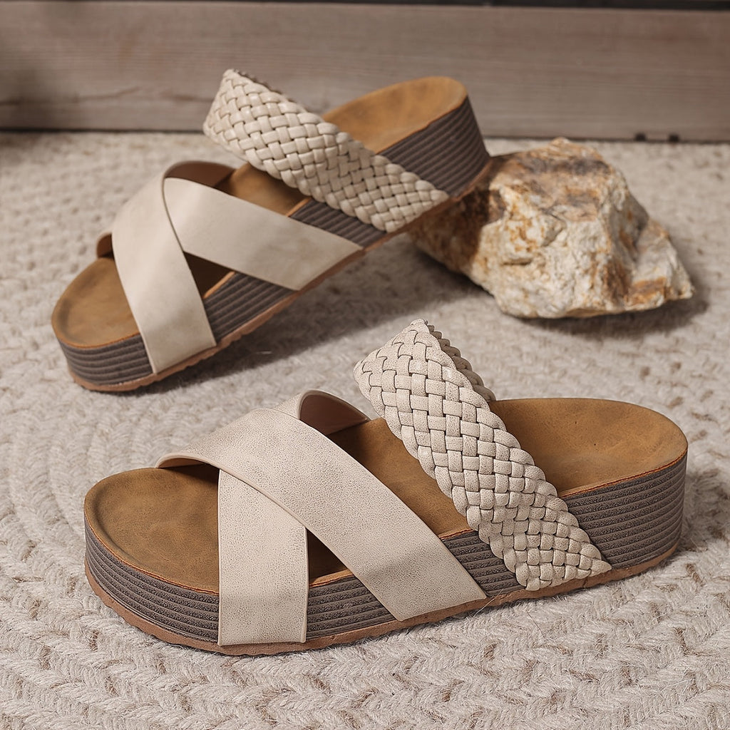 Braided Platform Slide Sandals