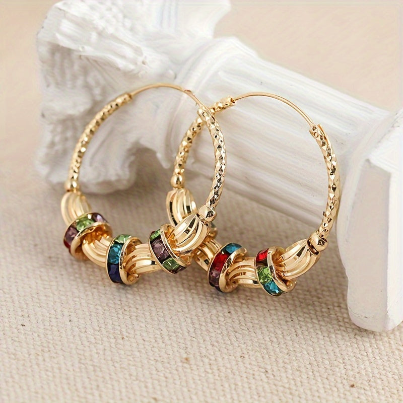 Gold-Tone Rainbow Zirconia Earrings