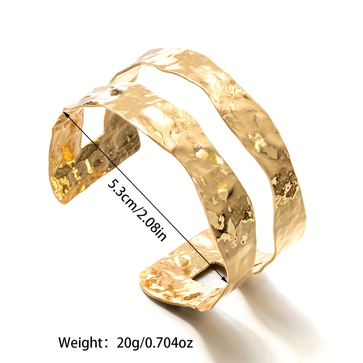 Vintage-Style Hammered Wide Cuff Bangle