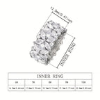 Brede ring met zirkonia bloemencluster in diamantlook