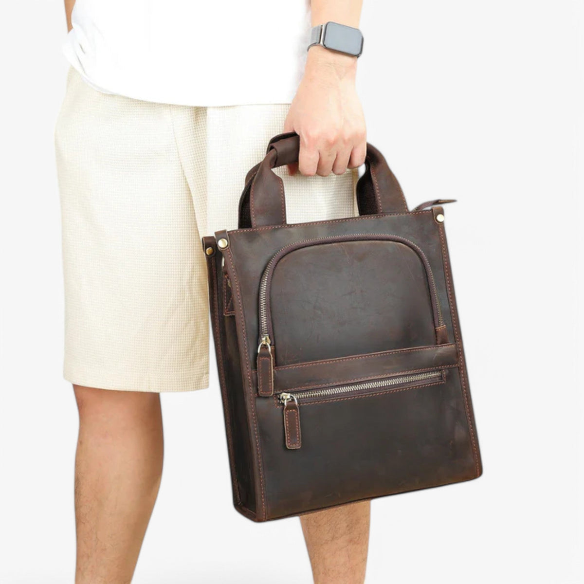Elegant Brown Leather Document Portfolio