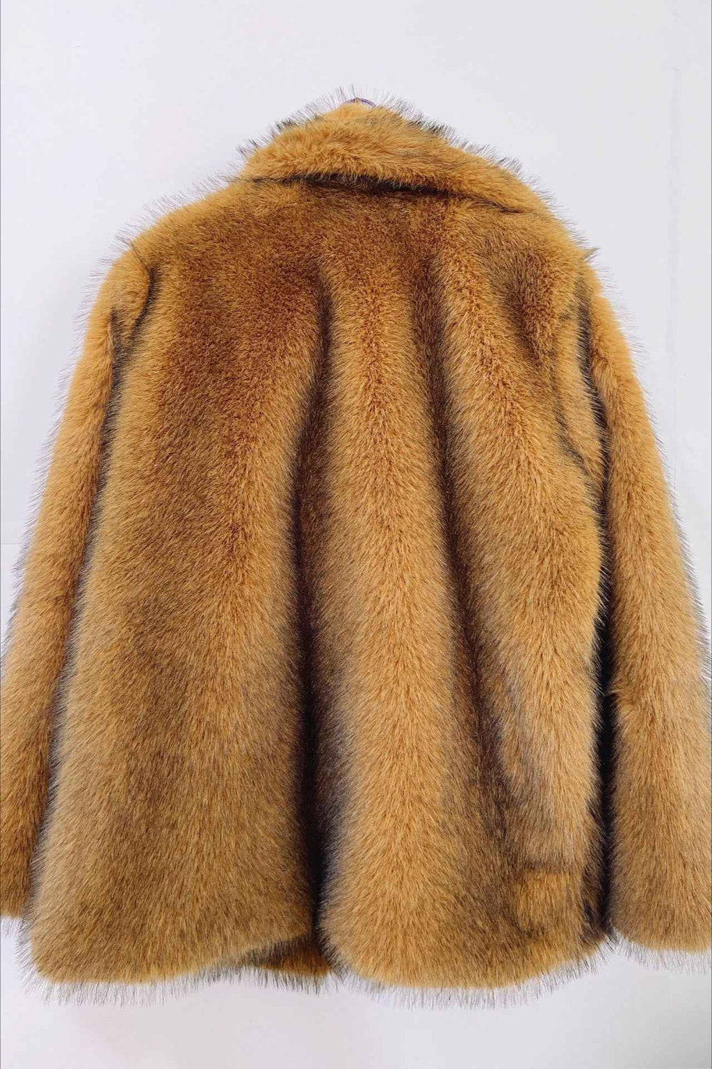 Mid Length Coat with Faux Fur Collar and Tailored Shape