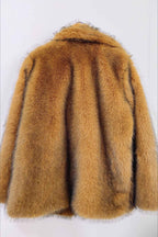 Mid Length Coat with Faux Fur Collar and Tailored Shape