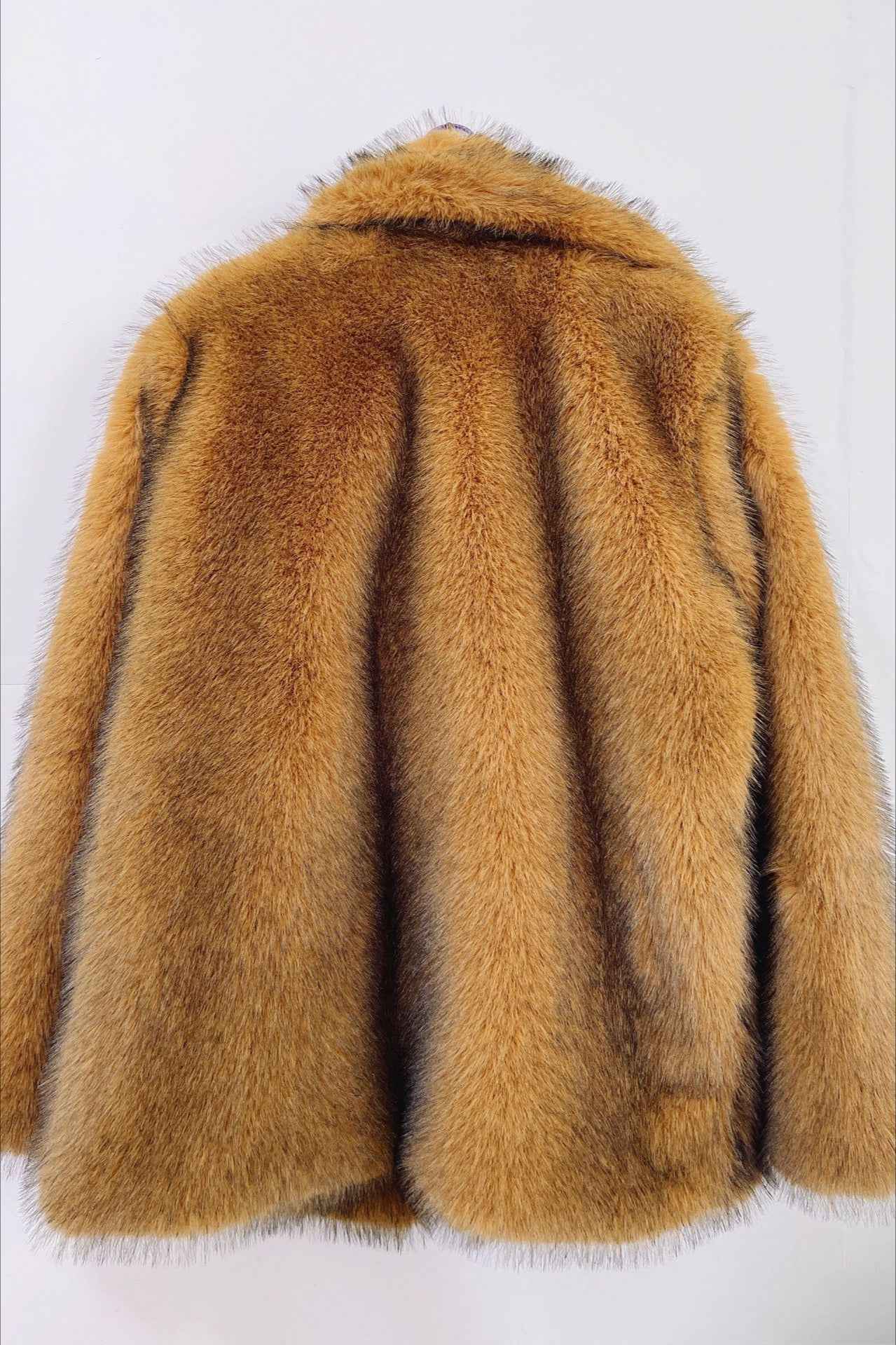 Mid Length Coat with Faux Fur Collar and Tailored Shape