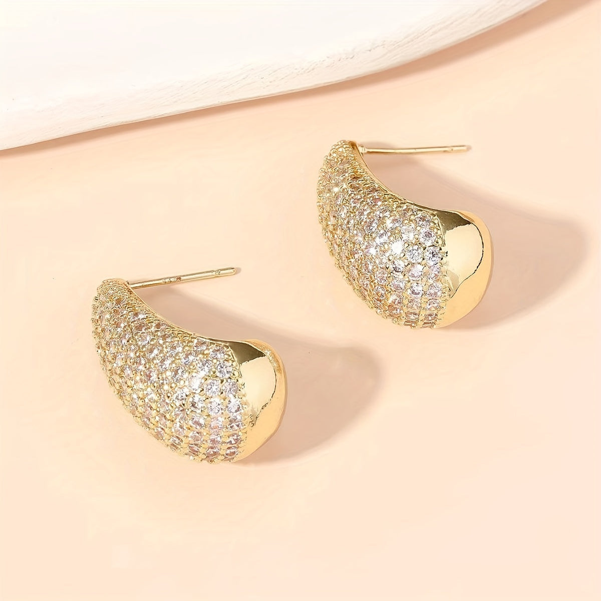 Vintage Water Drop Zirconia Stud Earrings