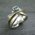 Drejelig bladring i vintagestil med sten med akvamarin-look