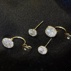 Round Crystal Cluster Stud Earrings