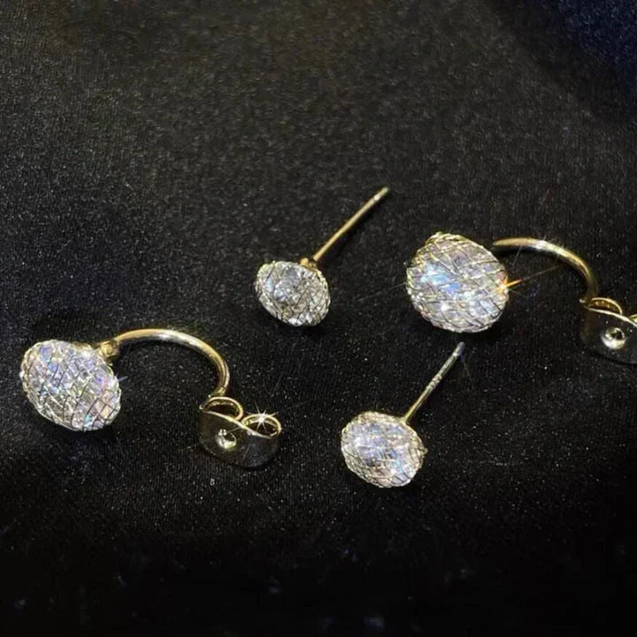 Round Crystal Cluster Stud Earrings