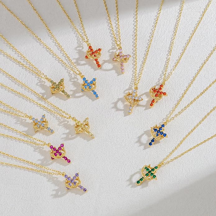 Cross and Crown Necklace in Many Finishes