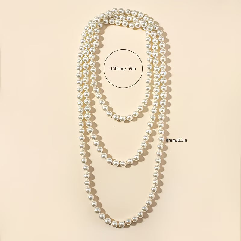 Long Double-Strand Pearl Necklace