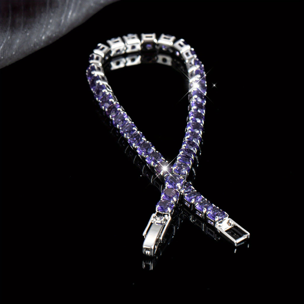 Boho Purple Zirconia Crystal Tennis Bracelet