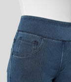 Pull-On Wide-Leg Jeans in Denim-Look Fabric