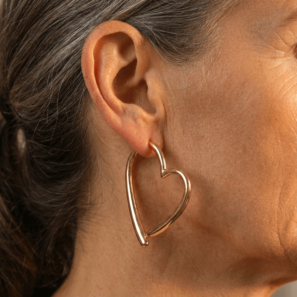 Polished Gold-Plated Heart Hoop Earrings