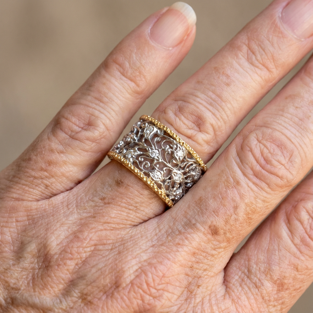 Vintage-Style Zircon Ivy Filigree Ring