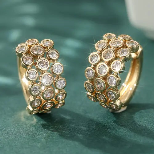 Inlaid Crystal Gold-Tone Hoop Earrings