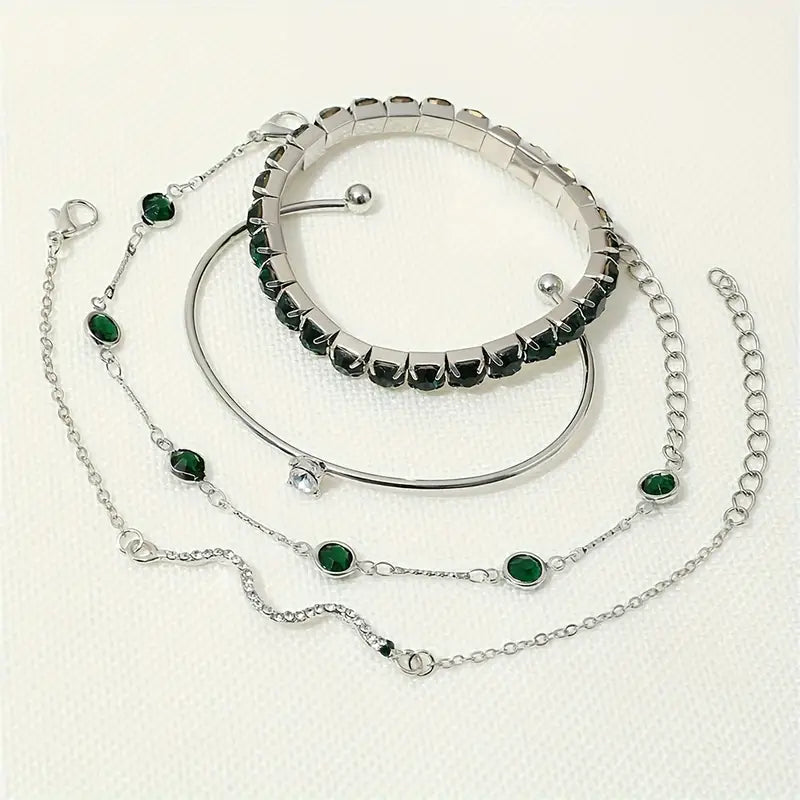 Armbandenset met groene edelsteenlook