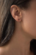 Ruby-Look Round Stud Earrings in Gold Tone