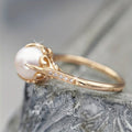 Delicate Pearl and Crystal Ring