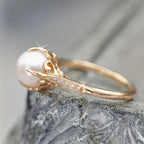 Delicate Pearl and Crystal Ring