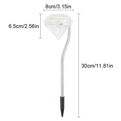 Solar Garden Lights – Diamond LED Lawn Stake Light, Waterproof Outdoor Pathway Lighting