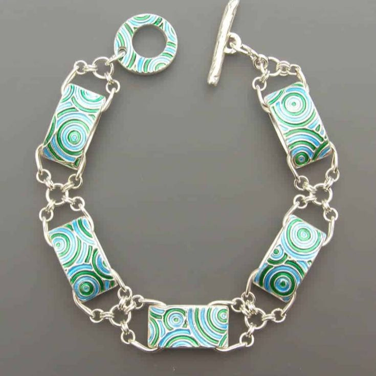 Vintage-Style Braided Enamel Silver-Tone Bracelet