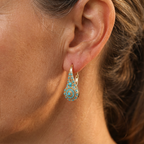 Turquoise Mosaic Teardrop Gold-Tone Earrings