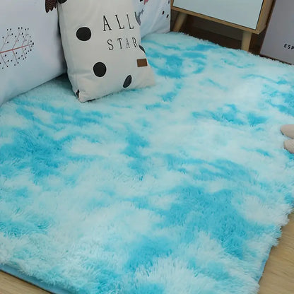 Fluffy Shaggy Area Rug – Tie-Dye Plush, Multiple Sizes, Living Room and Bedroom