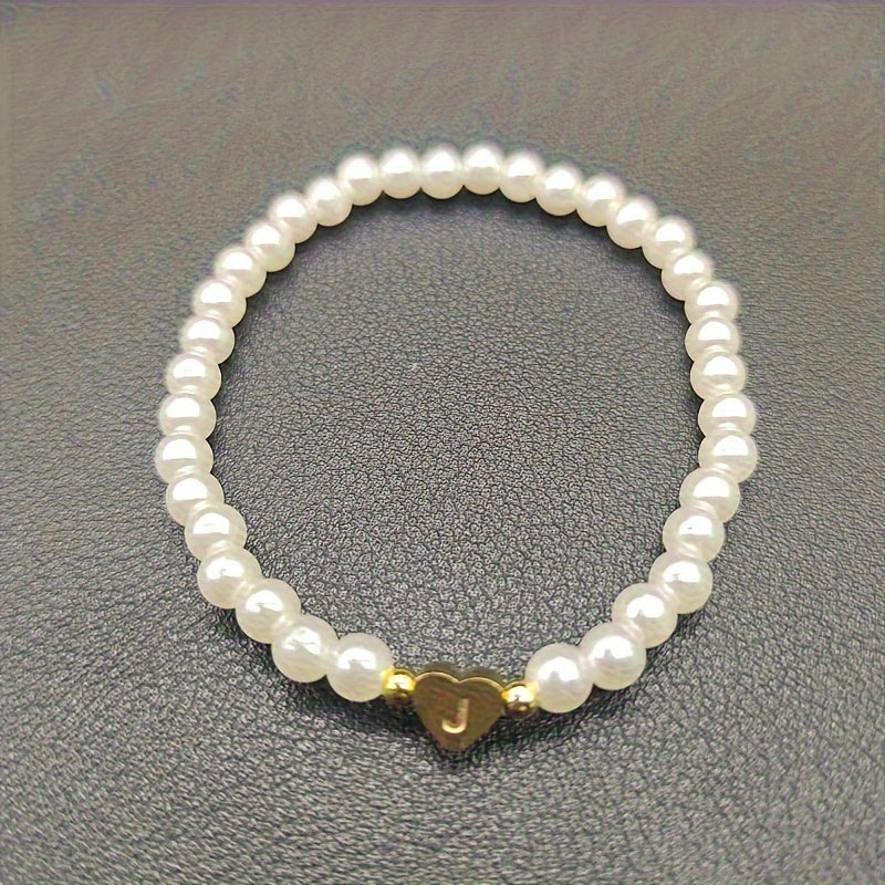Armband met hart en initiaal van A tot Z