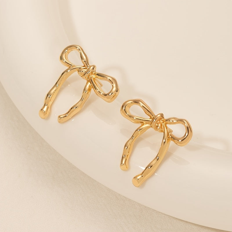 Vintage-Inspired Ribbon Bow Stud Earrings