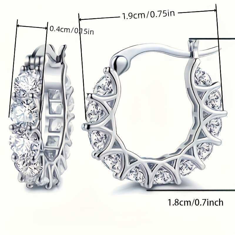 Zirconia Inlaid Circular Hoop Earrings
