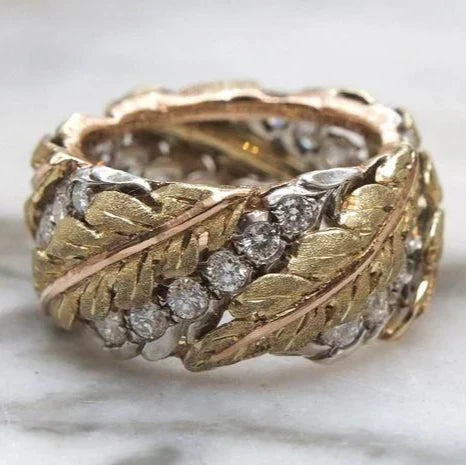 Vintage-Style Gold-Tone and Diamond-Look Ring