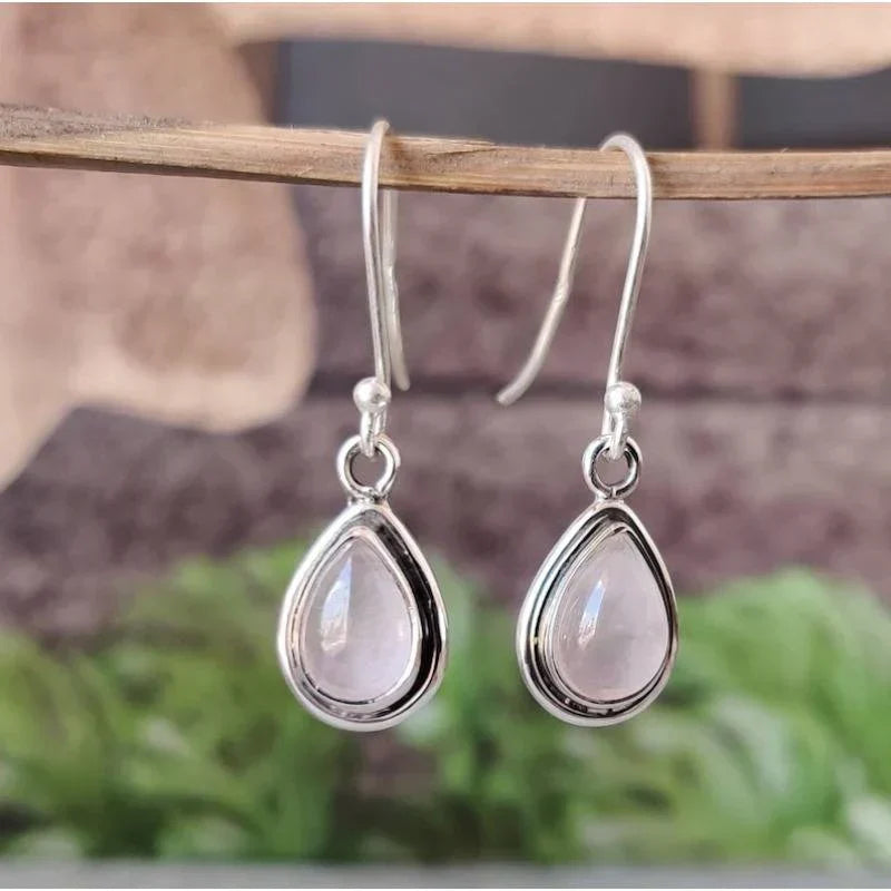 Vintage-Style White Crystal Dangle Earrings