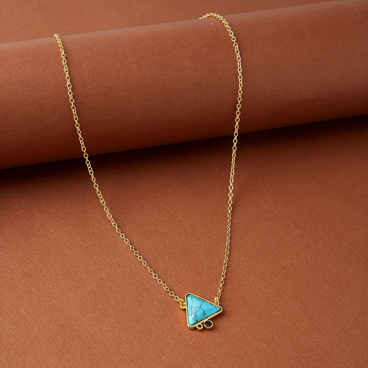 Geometric Turquoise Triangle Pendant Necklace