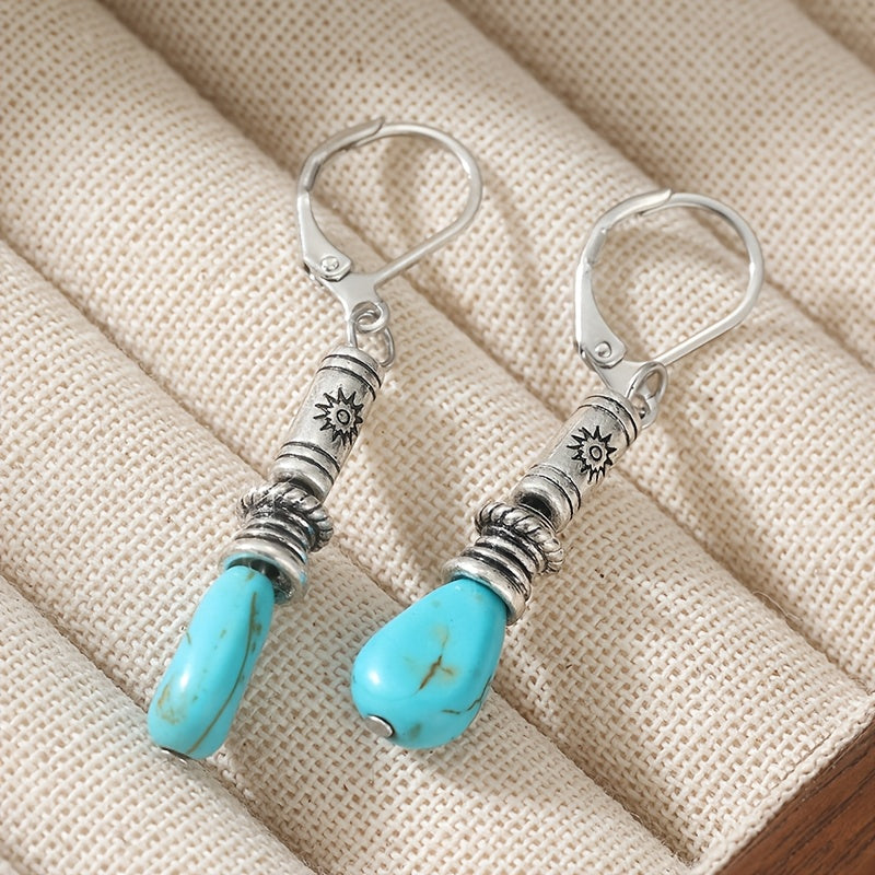 Vintage Bohemian Tibetan-Style Turquoise Earrings