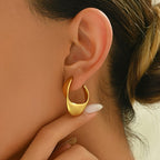 Sculpted Crescent Hoop Earrings in Gold Tone