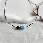 Bohemian Turquoise and Cinnabar Beaded Pendant Necklace