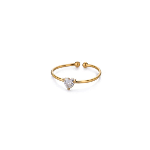 Adjustable 18K Gold-Plated Titanium Steel Birthstone Ring