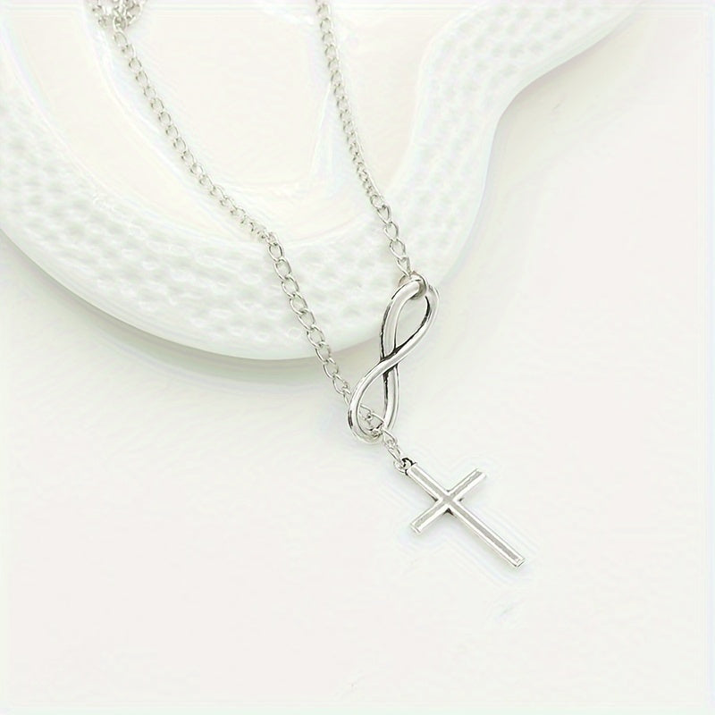 Simple Infinity Cross Short Necklace