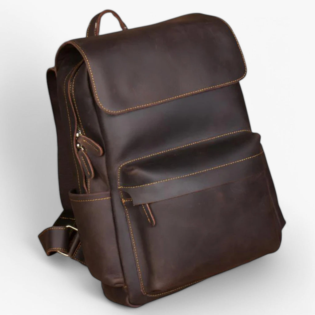 Men's Handcrafted Top-Grain Leather Laptop Backpack