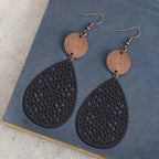 Vintage Hollow Faux Leather Drop Earrings